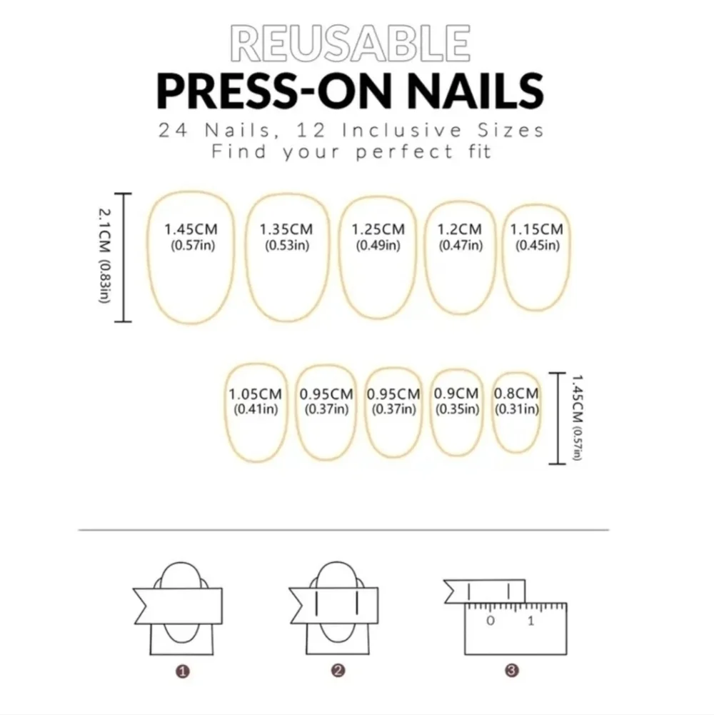 24 Pieces Fake Press On Nails